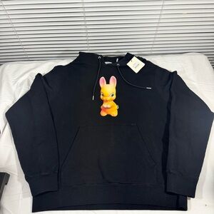 Sandro NWT Black Hoodie Rabbit Sweatshirt Luxury Casual Lifestyle Streetwear